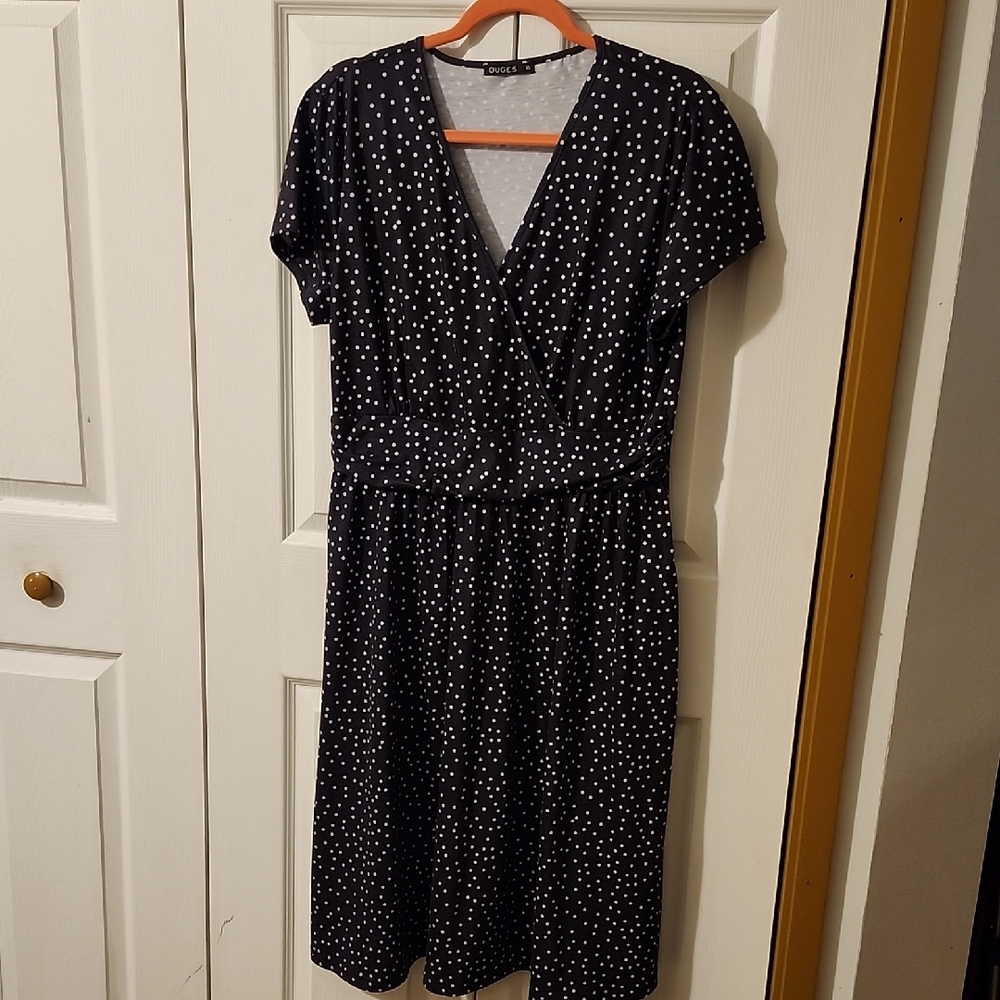 Chic Black and White Polka Dot Midi Dress